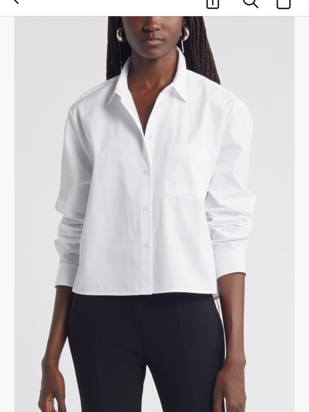 Woman’s NORDSTROM crop cotton poplin button up shirt